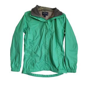 Lauren Preptec Rain Jacket Medium Aqua Blue Lightweight Hooded Full Zip